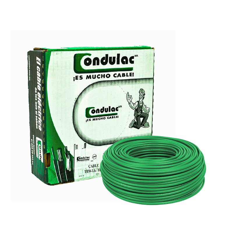 CONDULAC Caja 100 Mts Cable Verde Thw Cal 10 Awg 100%cobre